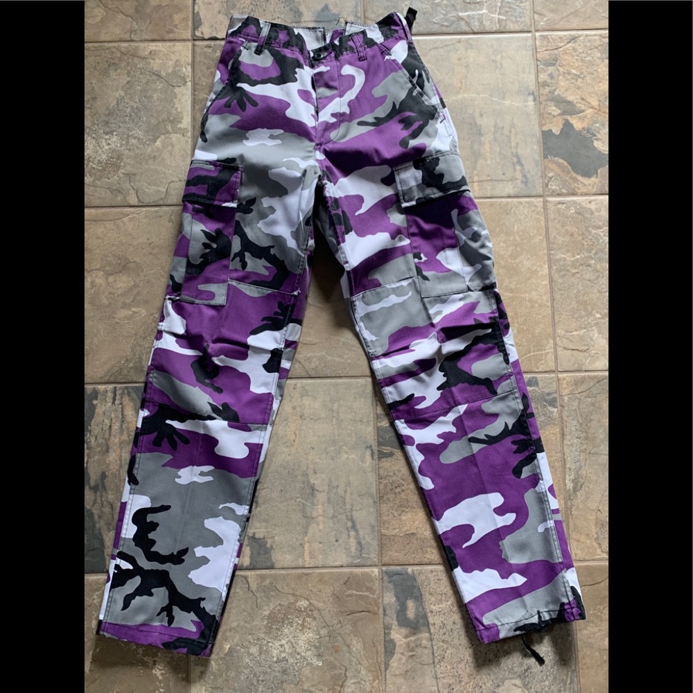 Purple black and white cargo jeans